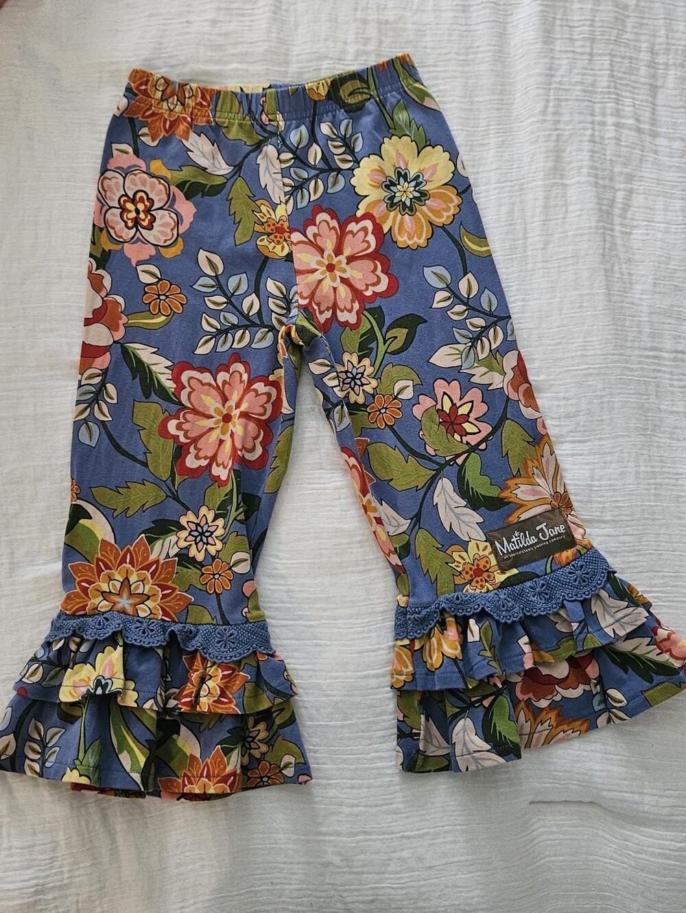 Matilda Jane Blue Floral Ruffle Bottoms Size 4